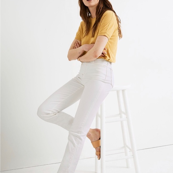 Madewell Denim - MADEWELL Tall Classic Straight Ivory Cream Jeans in “Tile White” Size 31